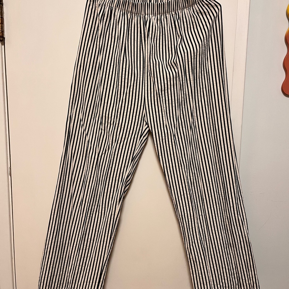 Classic Black and White Striped Women's Trousers